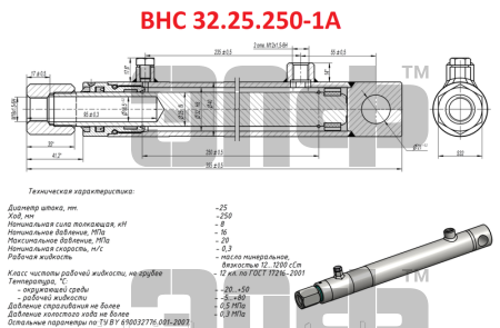 POLESE Gidrocilindr VNS 32.25.250 podema motovila (14180)