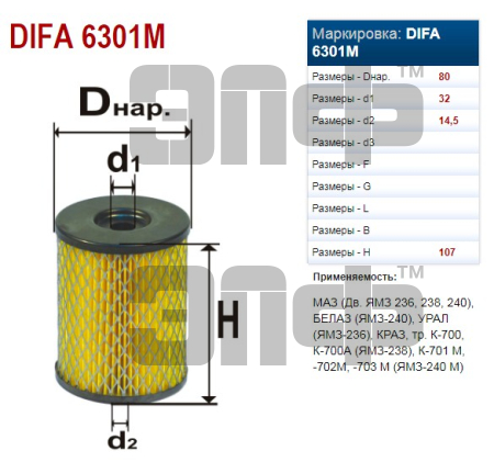 EFOT (T6301M) 201-1117040A tonk.och (DIFA) (12805)