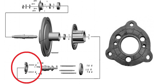 DON Flanec gidrocilindra kontrprivoda ventilyatora gidrofic RSM-10B.01.09.201 Rostselmash (8123)